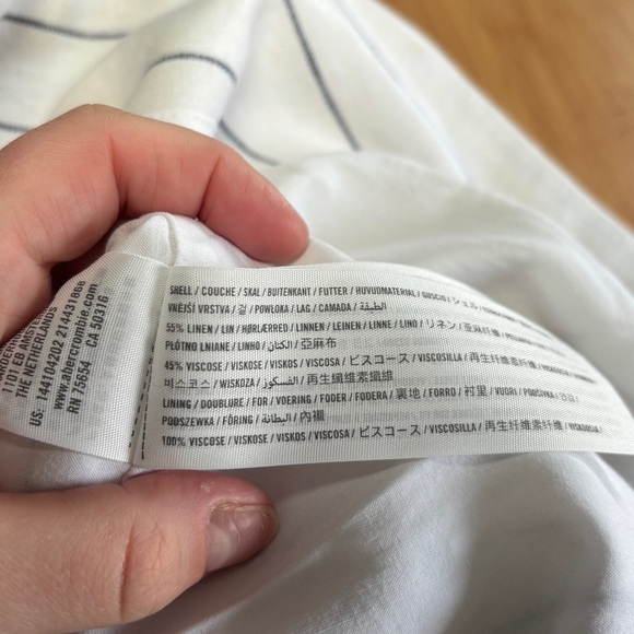 NEW Abercrombie & Fitch White Navy Pin Stripe Linen Blend Blazer‎ Size Medium - Picture 10 of 10